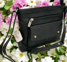 Black Cowhide Leather Small Handbag Crossbody Shoulder Bag  Purse for Women - $28.99