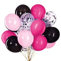 Pink Black Balloons, Pink And Black Confetti Latex Balloon For Party Decorations - £16.02 GBP