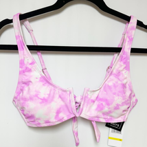 California Waves Womens V-Wire Bralette Bikini Swim Top Pink Tie Dye Medium - £11.87 GBP