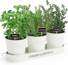 Indoor Herb Garden, Herb Garden Planter for Indoor/Outdoor, Farmhouse Plant Pots - £24.48 GBP