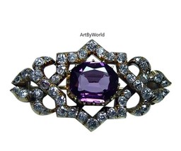 Victorian Rose Cut Diamond Silver Brooch, Edwardian Brooch, Engagement Brooch - £278.97 GBP