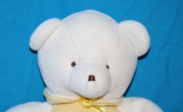 Aurora Baby Teddy Bear Rattle Yellow Waffle Thermal 10&quot; Plush Off White Soft Toy - £17.01 GBP