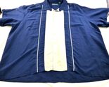 Vintage Cubavera Navy Blue &amp; Cream Retro Bowling Style Button Up Shirt 3X - $20.90