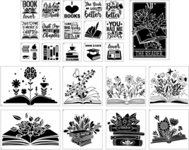 Book Flower Stencils for Painting 24 Pcs Reusable Book Flower Floral Plants Spra - £20.45 GBP