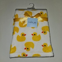 NEW Cutie Pie Yellow Duck White Fleece Baby Blanket Lovey 30&quot; x 36&quot; Rubber Ducky - £23.64 GBP