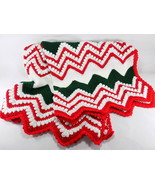 Gorgeous Handmade Afghan Throw 36x50 Knit Crochet Lap Blanket Red, White... - $22.80 CAD