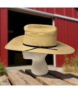 Vintage The Bandit By RESISTOL Straw Cowboy Hat With Leather Band and Logo - $78.21