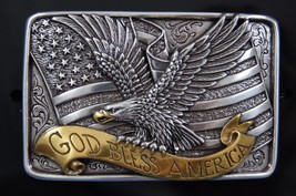 Nocona  God Bless America Buckle  American Flag Belt Buckle  37015 - £14.38 GBP