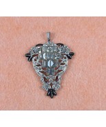 Art Deco Rhinestone &amp; Black Enamel Lavaliere - $77.18 CAD