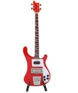 Red Miniature Bass Guitar Replica with Stand and Case Instrument Model O... - $354.61 MXN