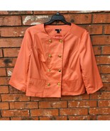 Orange Blazer Gold Button Accents Ladies Size L - $380.13 MXN