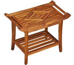 Teak Luxury Shower Bench Stool Seat with Leveling Feet, Teak Oil Finish, Large - $198.00