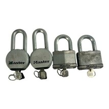 Lot of 4: Master Solid Steel Boron Carbide Contractor Grade Padlock with... - $49.49