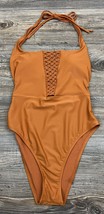 Aerie One-Piece Swimsuit Copper Brown Neck-Tie Size Medium - £11.59 GBP
