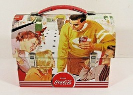 2008 Coca-Cola Tin Box Trinket 1950&#39;s Retro Lunch Box Look Collectible - $12.19
