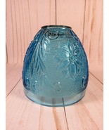 Blue Glass Fairy Light GLOBE-SHADE ONLY Daisy &amp; Swirls  2.75&quot; x 3.25&quot;. - £13.97 GBP