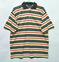 Vtg Lancer Red Yellow Black White Striped Polo Collared Shirt Sz XXL 2XL - $18.94