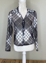 new look NWT women’s Check mesh button up top size 4 black H2 - £6.27 GBP