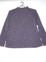 Vintage Express Tricot Wool Knit Purple Mock Neck Pullover Sweater Size Large - £19.70 GBP