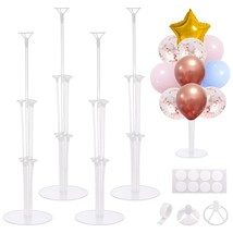 7 Sets Balloon Stand Kits, Clear Balloon Holder For Table Including Glue, Tie To - £15.97 GBP