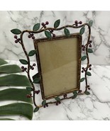 Vintage Y2k Metal Picture Frame Berry Leaves Floral Cottagecore 4x6 in D... - $24.74