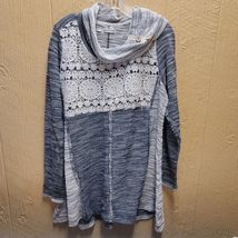 Maurices Gray White Lace Cowl Neck Tunic Knit Sweater Embroidered Curvy ... - £16.70 GBP