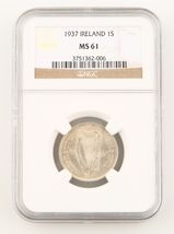 1937 Ireland Republic 1 Shilling Silver Coin MS-61 NGC Low Mintage Key D... - $3,842.54
