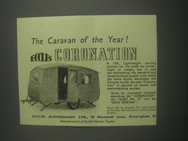 1953 Eccles Coronation Caravan Ad - The Caravan of the year! - £14.90 GBP