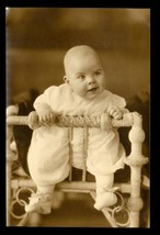 Vintage Photo Sassy Baby in Wicker Crib Drow Studio San Antonio Texas - £15.56 GBP