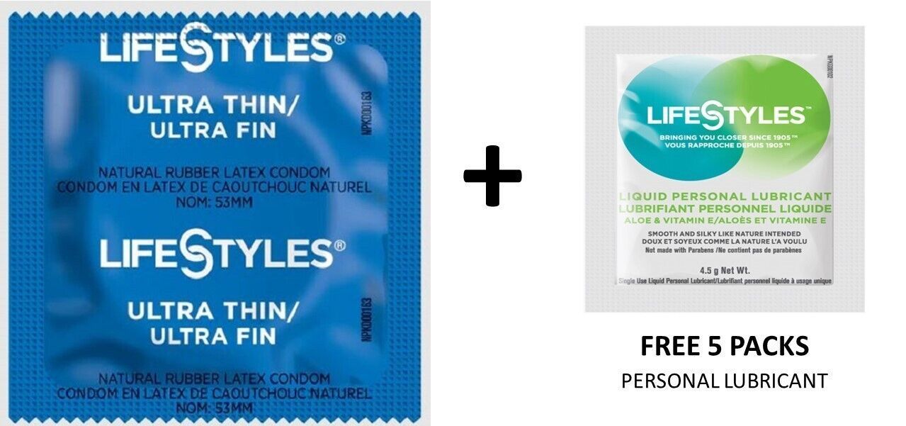 100 CT Lifestyles Ultra Thin Condoms + FREE 5 Lifestyles lubricant packs - $21.73