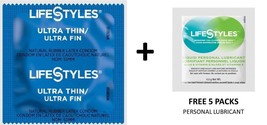 100 CT Lifestyles Ultra Thin Condoms + FREE 5 Lifestyles lubricant packs - $21.73