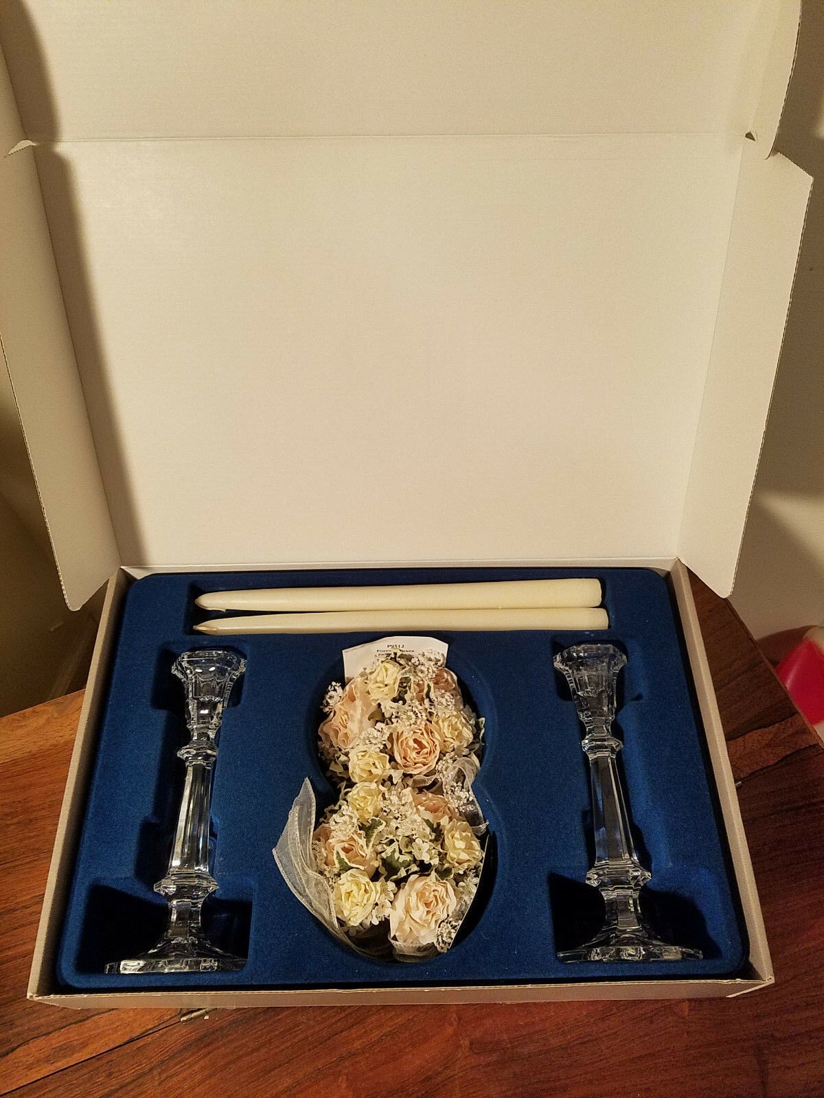 Partylite P9512 "Forever Yours" Crystal Candlestick Holders w/Floral Rings (NEW) - $30.64