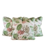 3 Pc 20&quot; Pillow Covers P Kaufmann Pink Green Botanical Jungle Monkey Tro... - £63.75 GBP