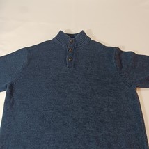 Chaps Men’s Cotton Blue 1/4 Button Pullover Sweater VGUC Elbow Patches Size XL image 8