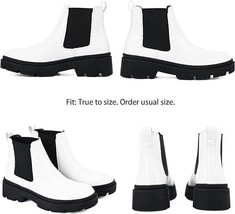 READYSALTED Women&#39;s White Lug Sole Slip on Chunky Platform Chelsea Boots... - $18.99