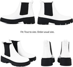 READYSALTED Women&#39;s White Lug Sole Slip on Chunky Platform Chelsea Boots... - £14.85 GBP