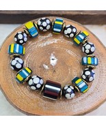 Vintage African Venetian Style Skunk chevron Glass Beads Bracelet #BR4 - $507.10 MXN