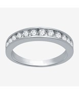 0.65CT Redondo Canal Real Moissanita Anillo de Boda 14K Bañado en Oro Bl... - $95.36