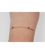 Silmar 14kt Yellow Gold Faceted Purple Amethyst 7&quot; Anklet Bracelet - $273.52 CAD
