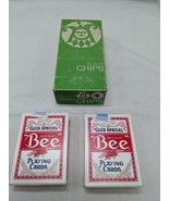Vintage Greene Games 100 Poker Chips With 2 Playing Card Decks - $10.89