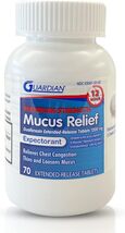 Guardian Mucus Relief 12 Hour (70 Count) Extended Release Guaifenesin, 1... - $39.55