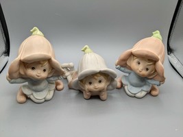 Vtg Homco Pixie Elf Gnome Pixie Figurines Set of 3 Ceramic Bisque  5615 - £14.97 GBP