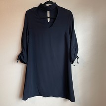 Zara Dress Size Small Black Choker 3/4 Sleeve Loose Fit Career Office Si... - $20.99