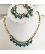 Givenchy Swarovski Women&#39;s Gold Link Chain Crystal Beaded Necklace Brace... - £33.61 GBP