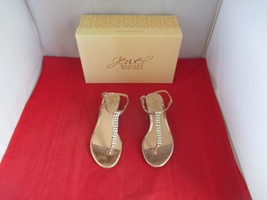 Jewel Badgley Mischka Dasha T-Strap Dress Sandals Us Size 5 1/2 - Rose Gold #821 - £25.00 GBP