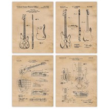 Vintage Electric Bass Guitars Patent Prints, 4 (8X10) Unframed Photos, W... - £30.45 GBP