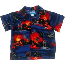RJC Hawaiian Shirt Kids Boy&#39;s Size 2T Lava Volcano Tropical Cotton Made in USA - £7.51 GBP