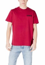 Napapijri Men T-Shirt Bordeaux Short Sleeve Designer Logo Tee 2025 Colle... - $56.78 CAD
