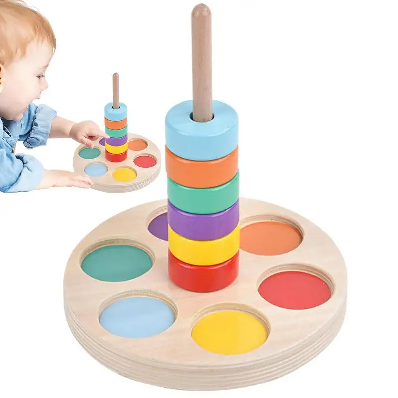 Montessori Toys Colorful Foldable Wooden Puzzle Educational Toy Blocks Early - £24.18 GBP+