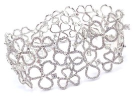 Authentic! Tiffany &amp; Co Paper Flowers Platinum Diamond Wide Bracelet - £31,242.42 GBP